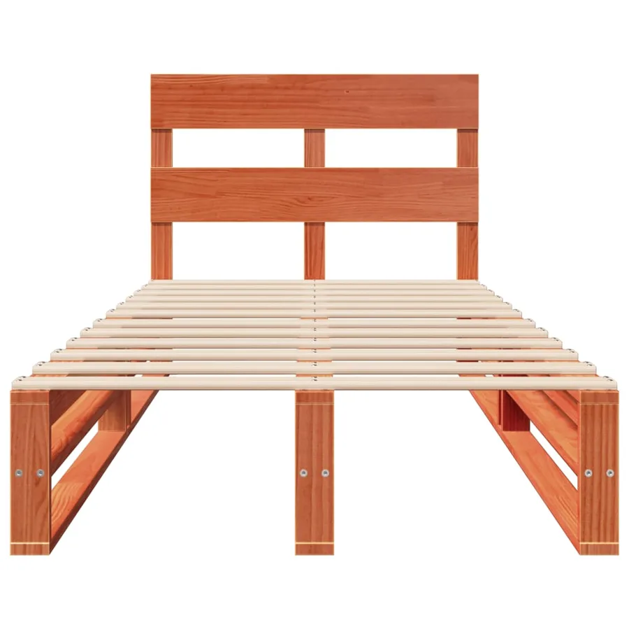Cadre de lit sans matelas cire marron 75x190 cm bois pin massif - 4