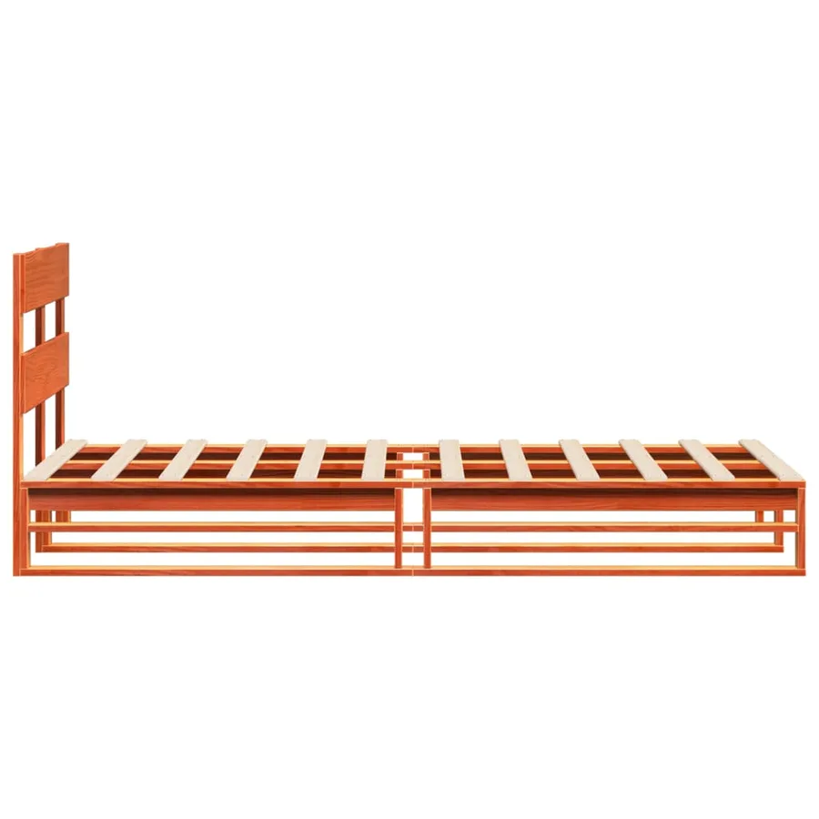 Cadre de lit sans matelas cire marron 75x190 cm bois pin massif - 7