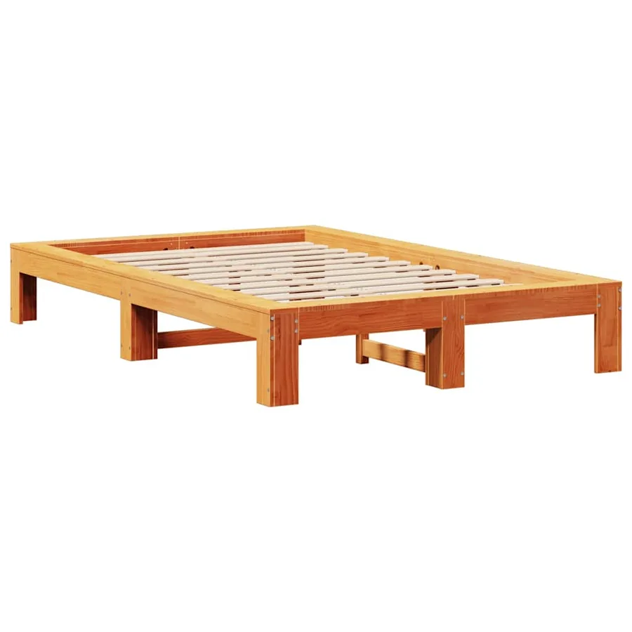 Cadre de lit sans matelas cire marron 120x200cm bois pin massif - 5