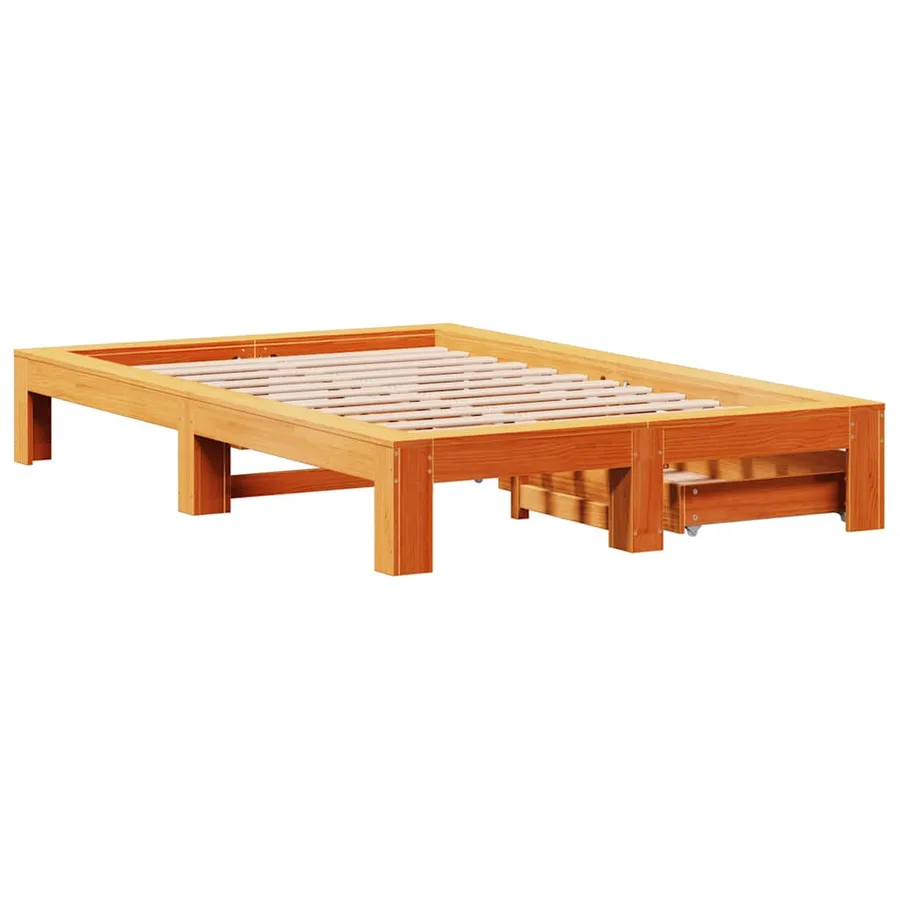 Cadre de lit sans matelas cire marron 120x200cm bois pin massif - 8