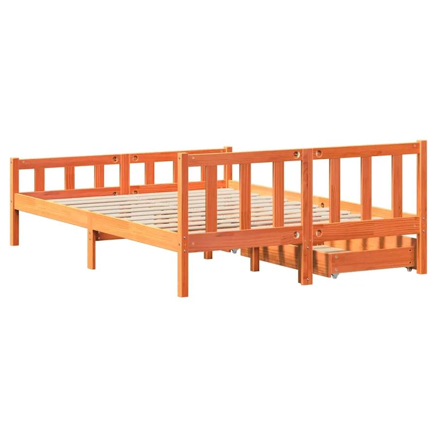 Cadre de lit sans matelas cire marron 160x200cm bois pin massif - 6