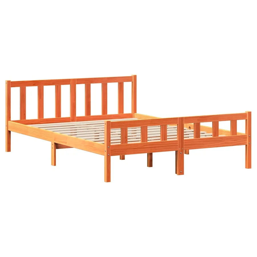 Cadre de lit sans matelas cire marron 160x200cm bois pin massif - 7