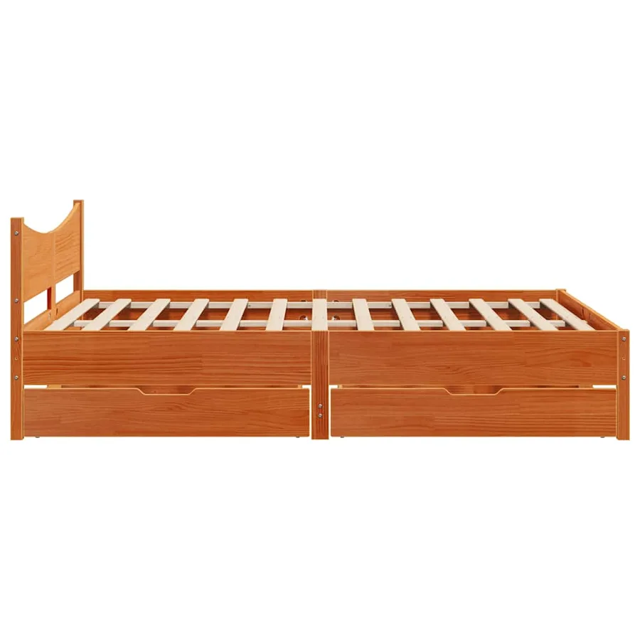 Cadre de lit avec tiroirs cire marron 150x200cm bois pin massif - 7