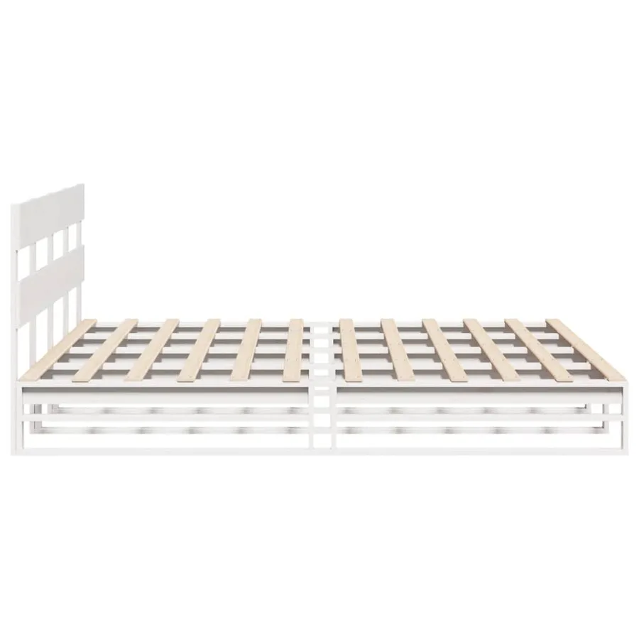 Cadre de lit sans matelas blanc 180x200 cm bois massif de pin - 7