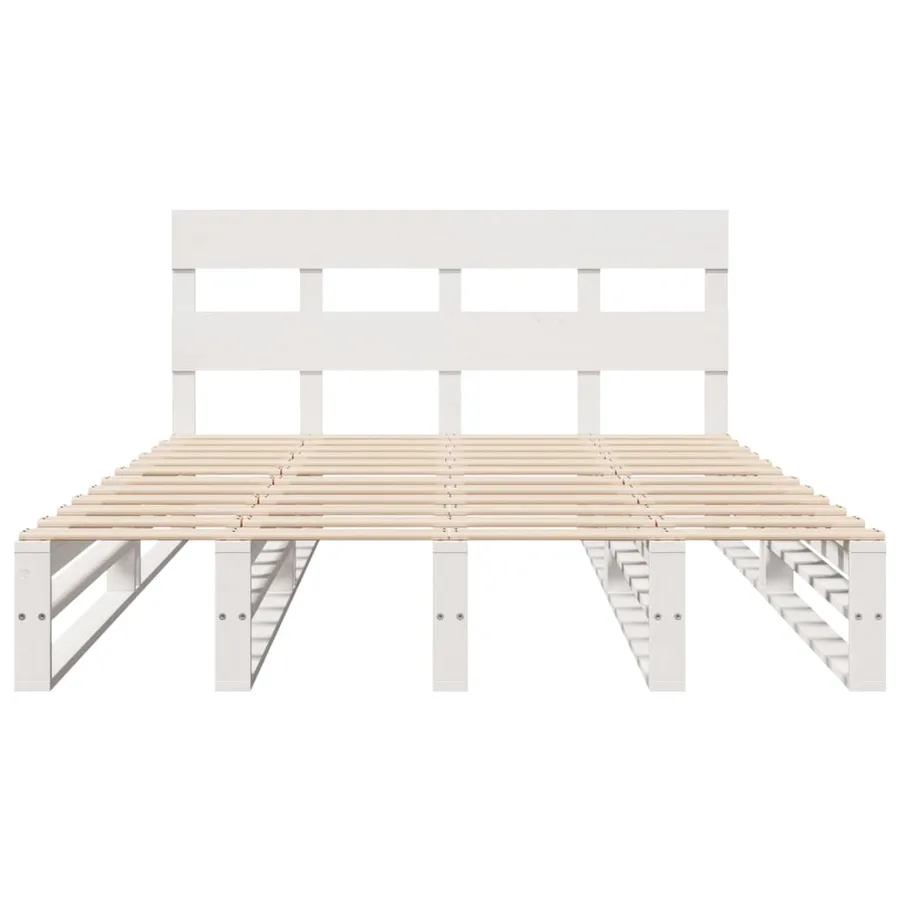 Cadre de lit sans matelas blanc 140x200 cm bois de pin massif - 6