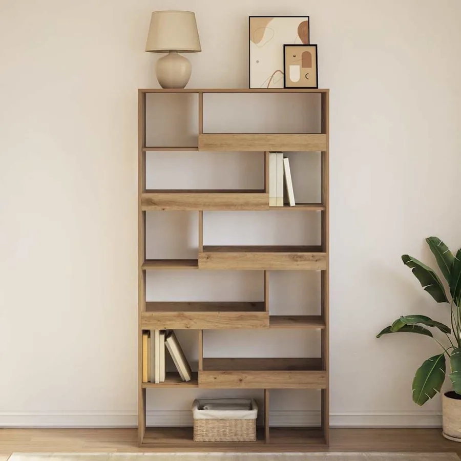 Bibliothèque chêne artisanal 100x33x187,5 cm bois d'ingénierie
