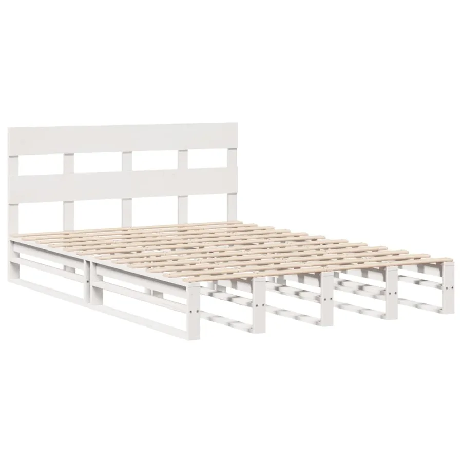 Cadre de lit sans matelas blanc 120x190 cm bois de pin massif - 3
