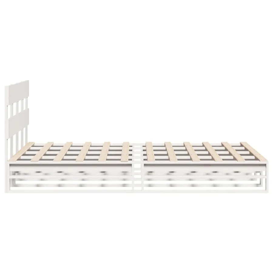 Cadre de lit sans matelas blanc 120x190 cm bois de pin massif - 7