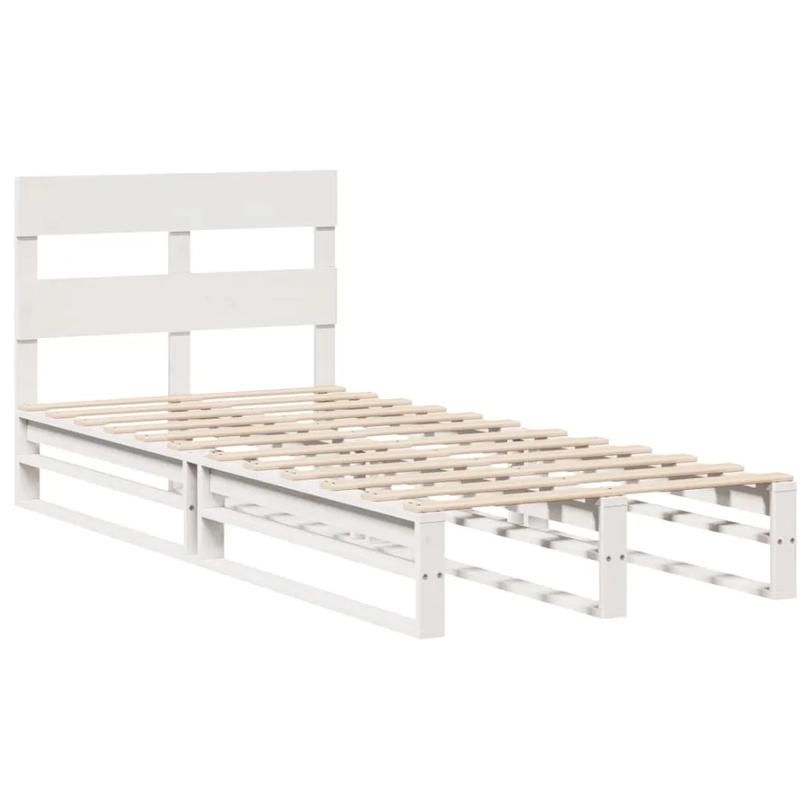 Cadre de lit sans matelas blanc 90x190 cm bois de pin massif - 3