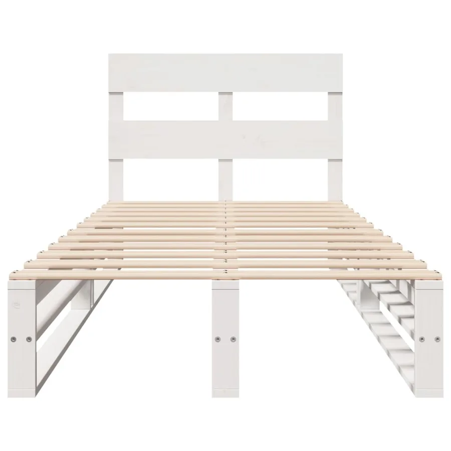 Cadre de lit sans matelas blanc 90x190 cm bois de pin massif - 4