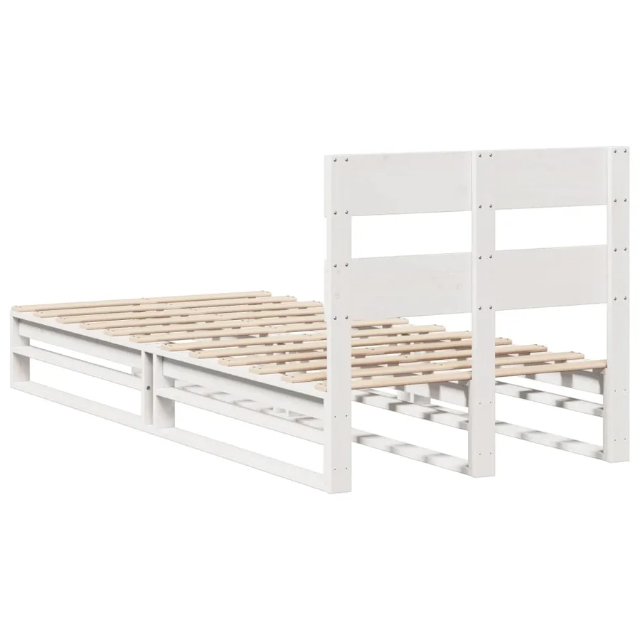 Cadre de lit sans matelas blanc 90x190 cm bois de pin massif - 8