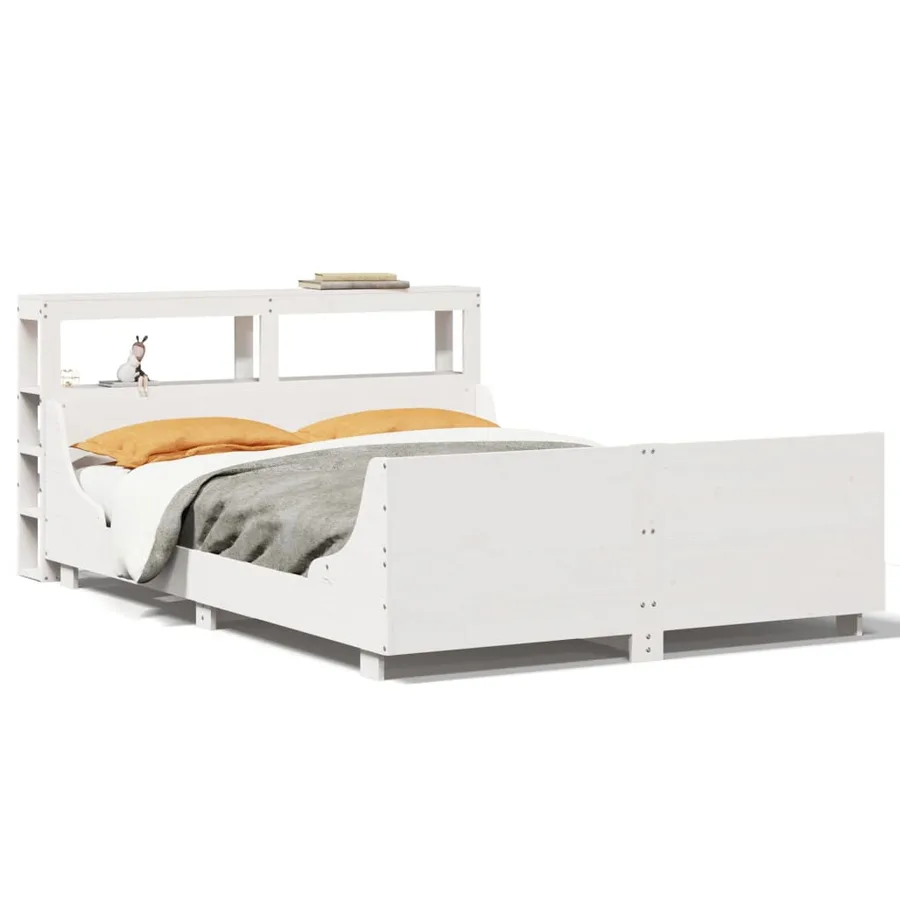 Cadre de lit sans matelas blanc 140x190 cm bois de pin massif - 2