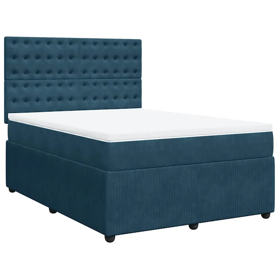 Sommier à lattes de lit et matelas Bleu foncé 140x190cm Velours - 2