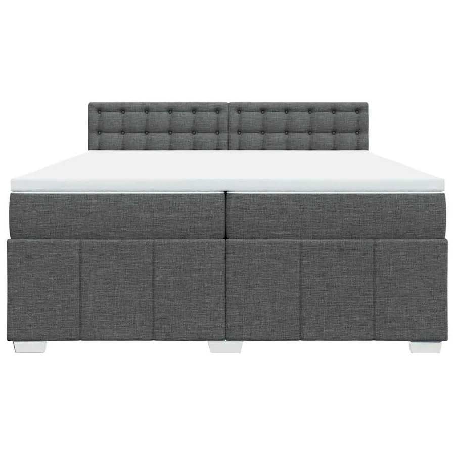 Sommier à lattes de lit avec matelas Gris foncé 200x200cm Tissu - 4