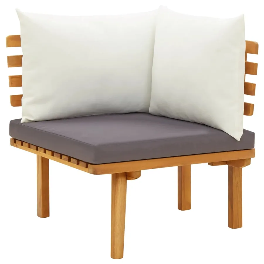Salon de jardin 5 pcs avec coussins Bois d'acacia solide - 6