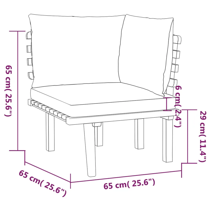 Salon de jardin 5 pcs avec coussins Bois d'acacia solide - 9
