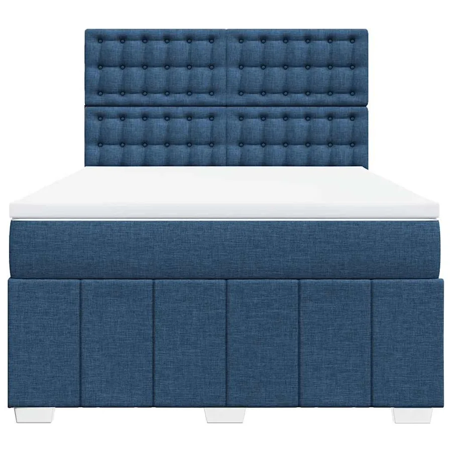 Sommier à lattes de lit avec matelas Bleu 140x190 cm Tissu - 6