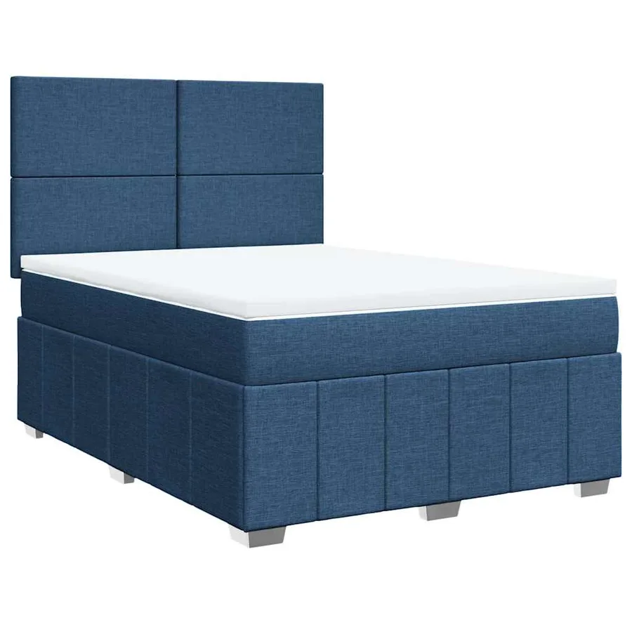 Sommier à lattes de lit avec matelas Bleu 140x190 cm Tissu - 3