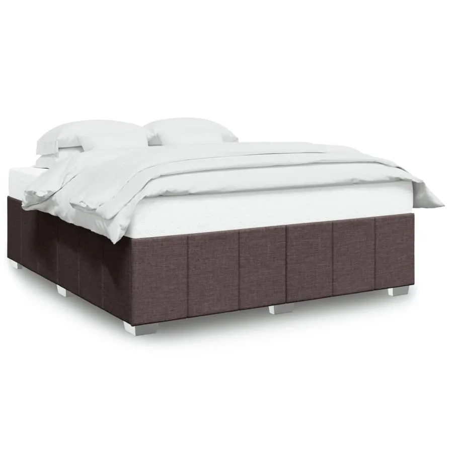 Cadre de lit sans matelas marron foncé 200x200 cm tissu - 2