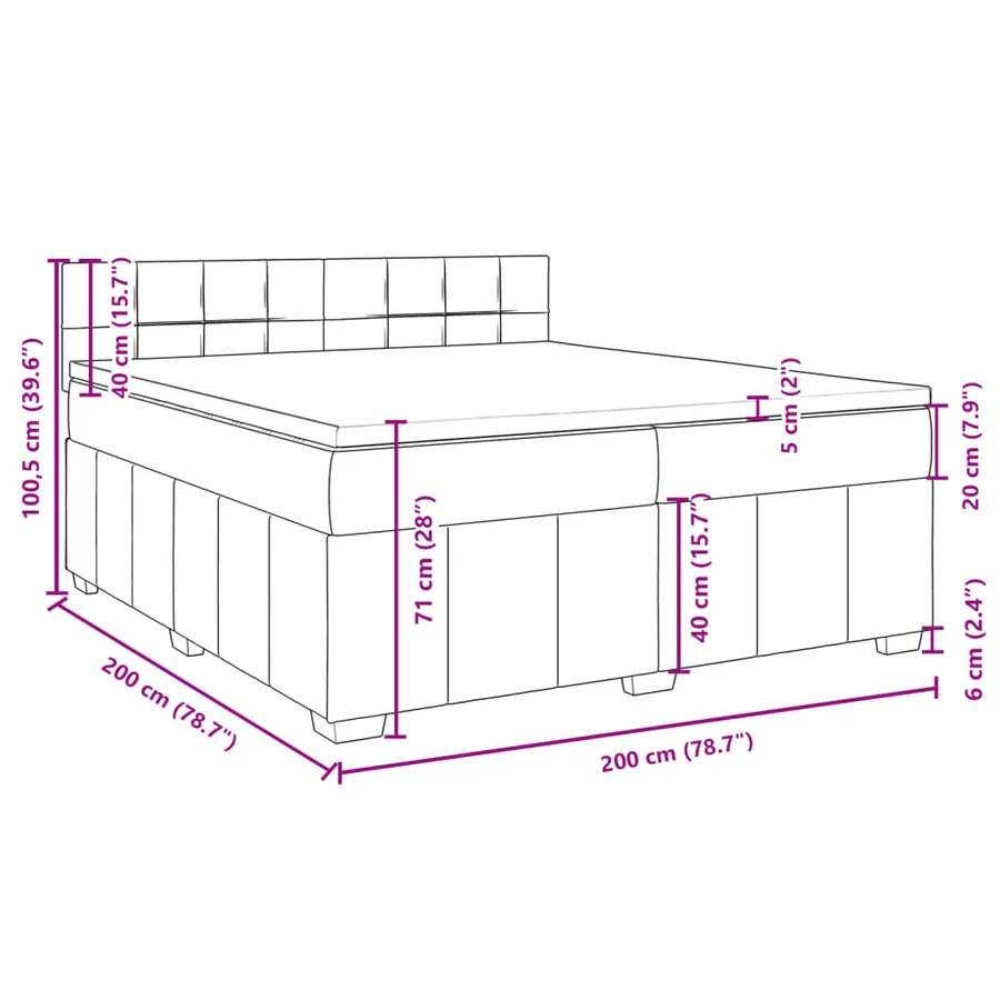 Sommier à lattes de lit avec matelas Marron foncé 200x200 cm - 13