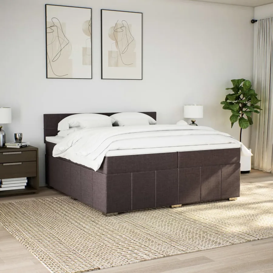 Sommier à lattes de lit avec matelas Marron foncé 200x200 cm - 3