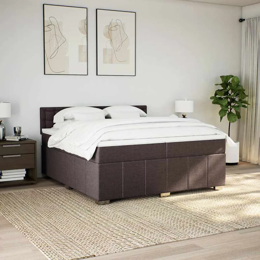 Sommier à lattes de lit avec matelas Marron foncé 200x200 cm - 4
