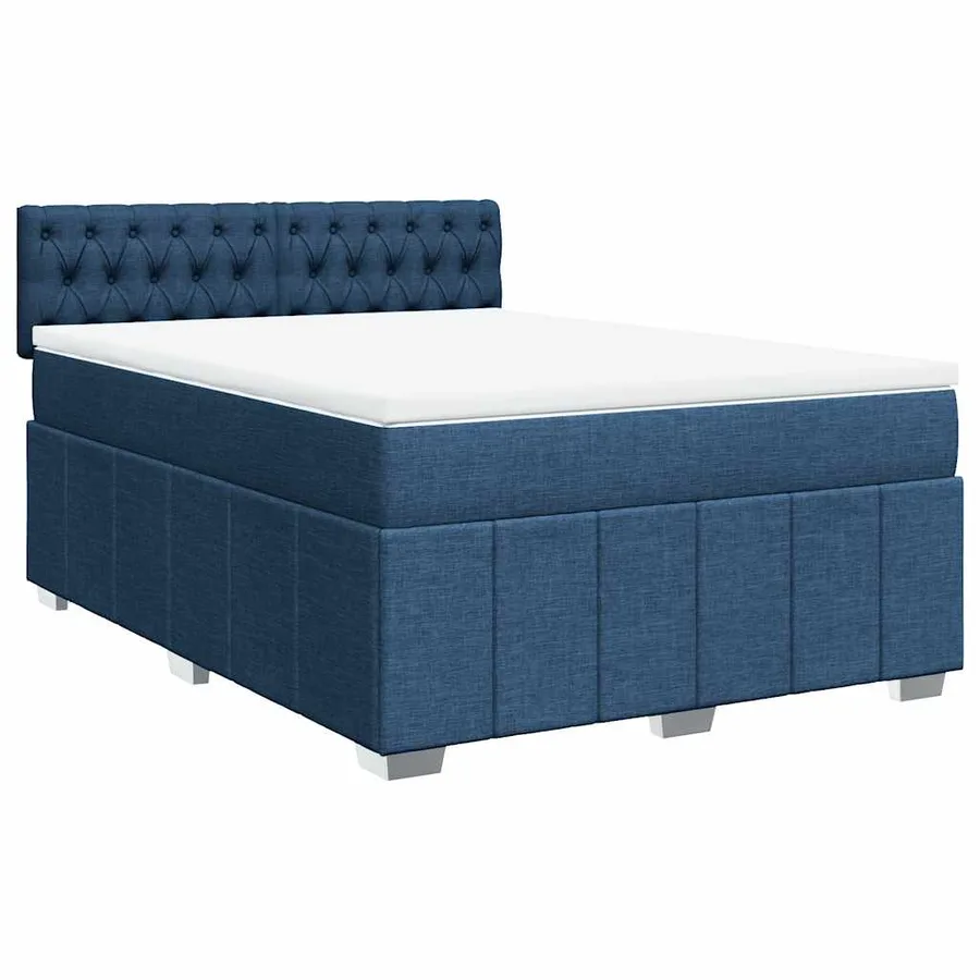 Sommier à lattes de lit avec matelas Bleu 140x190 cm Tissu - 2