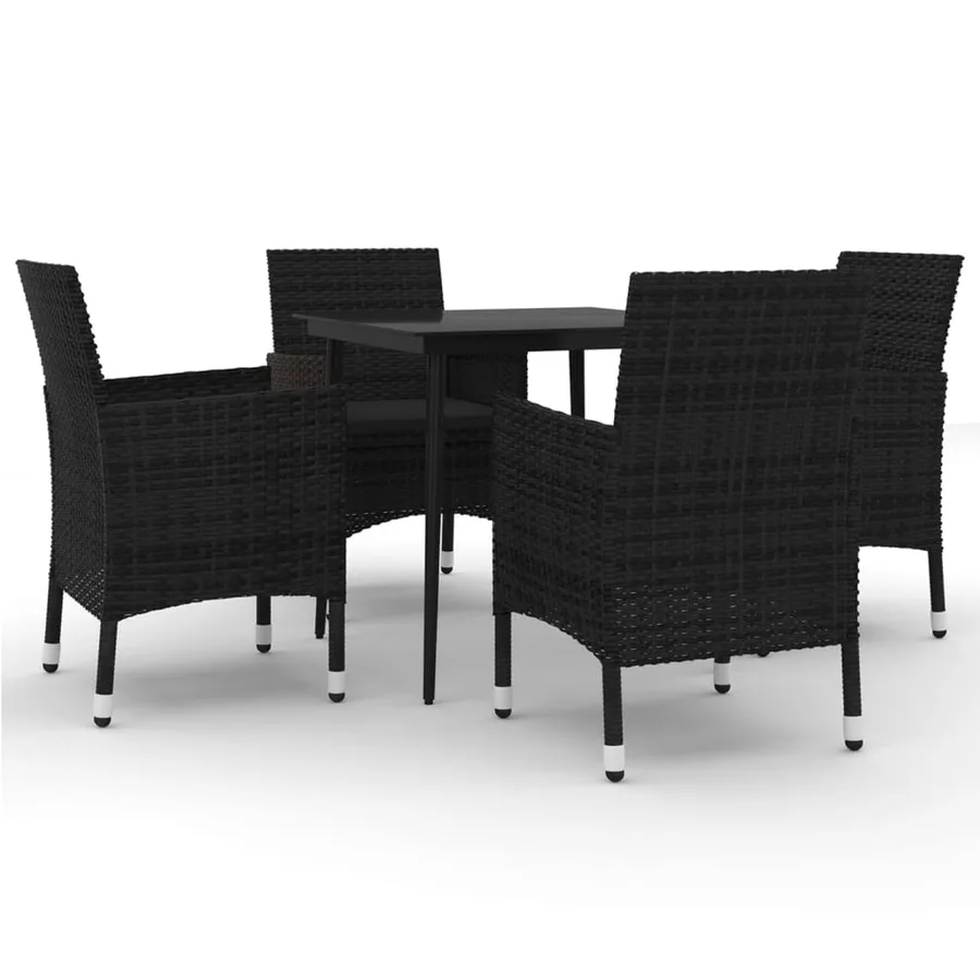 Ensemble à manger de jardin coussins 5 pcs Résine tressée Verre - 2