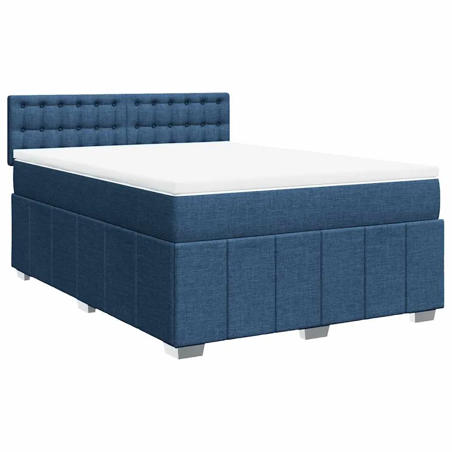 Sommier à lattes de lit avec matelas Bleu 140x190 cm Tissu - 2