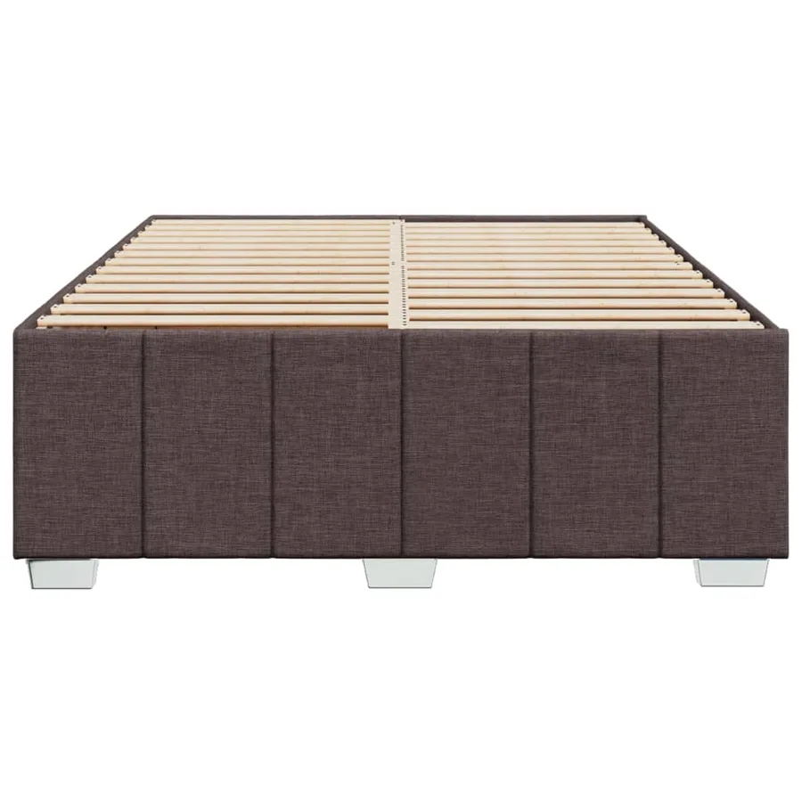 Cadre de lit sans matelas marron foncé 140x190 cm tissu - 4