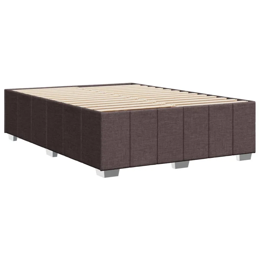 Cadre de lit sans matelas marron foncé 140x190 cm tissu - 6