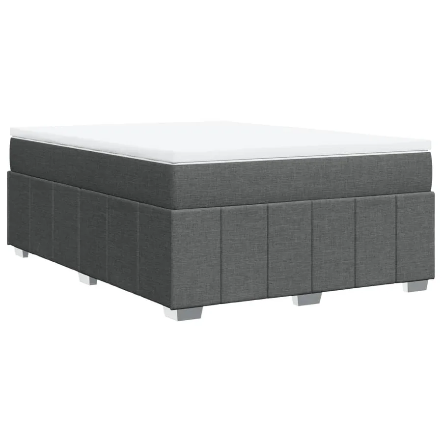 Sommier à lattes de lit avec matelas Gris foncé 140x190cm Tissu - 9