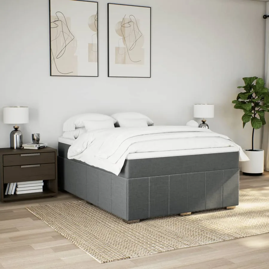 Sommier à lattes de lit avec matelas Gris foncé 140x200cm Tissu - 3