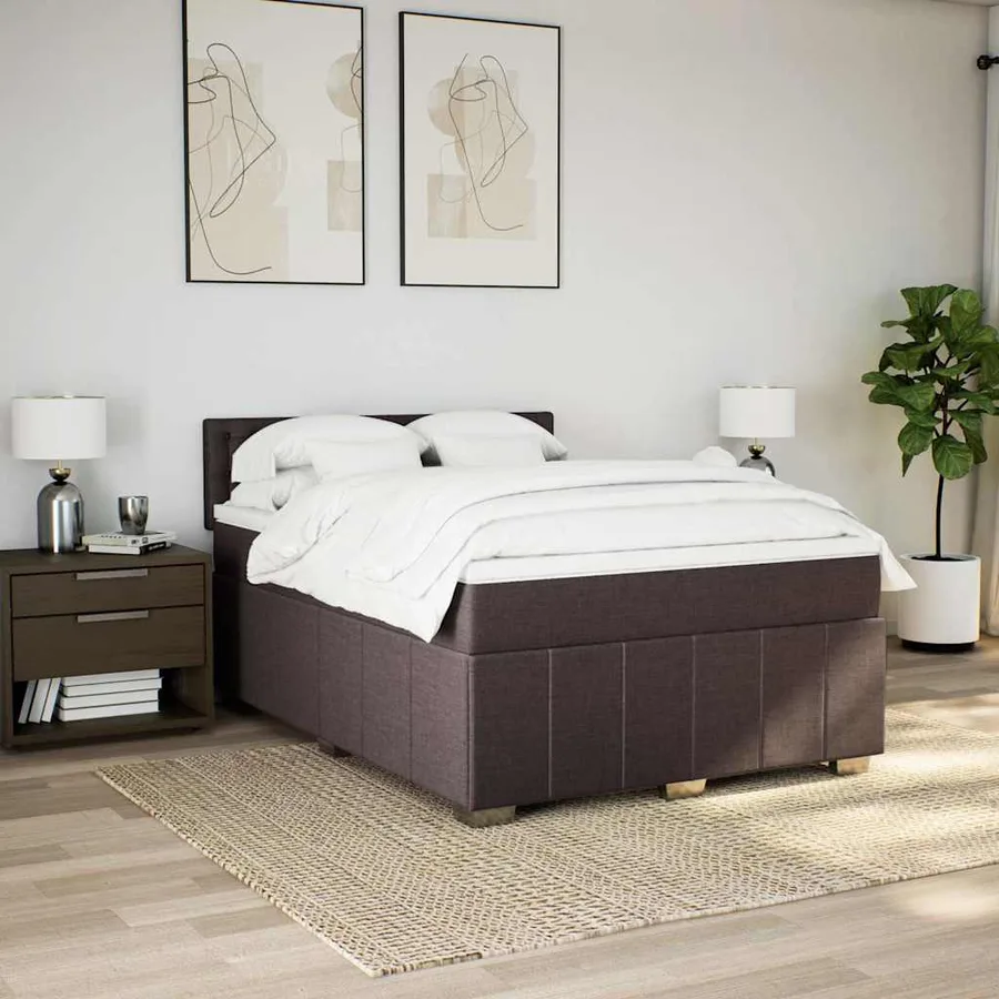 Sommier à lattes de lit avec matelas Marron foncé 140x190 cm - 5