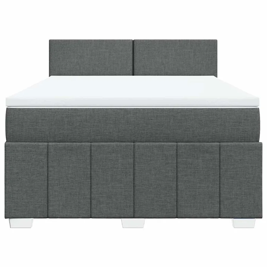 Sommier à lattes de lit avec matelas Gris foncé 140x190cm Tissu - 4