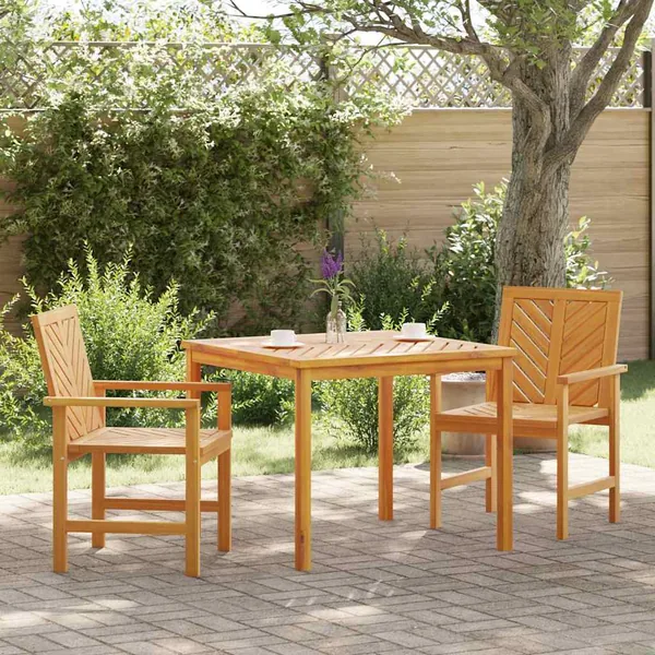 3-Piece Garden Dining Set Brown