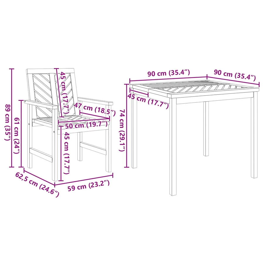 Ensemble de salle à manger pour jardin 3 pc Marron - 11
