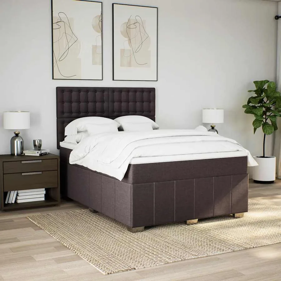 Sommier à lattes de lit avec matelas Marron foncé 140x190 cm - 3