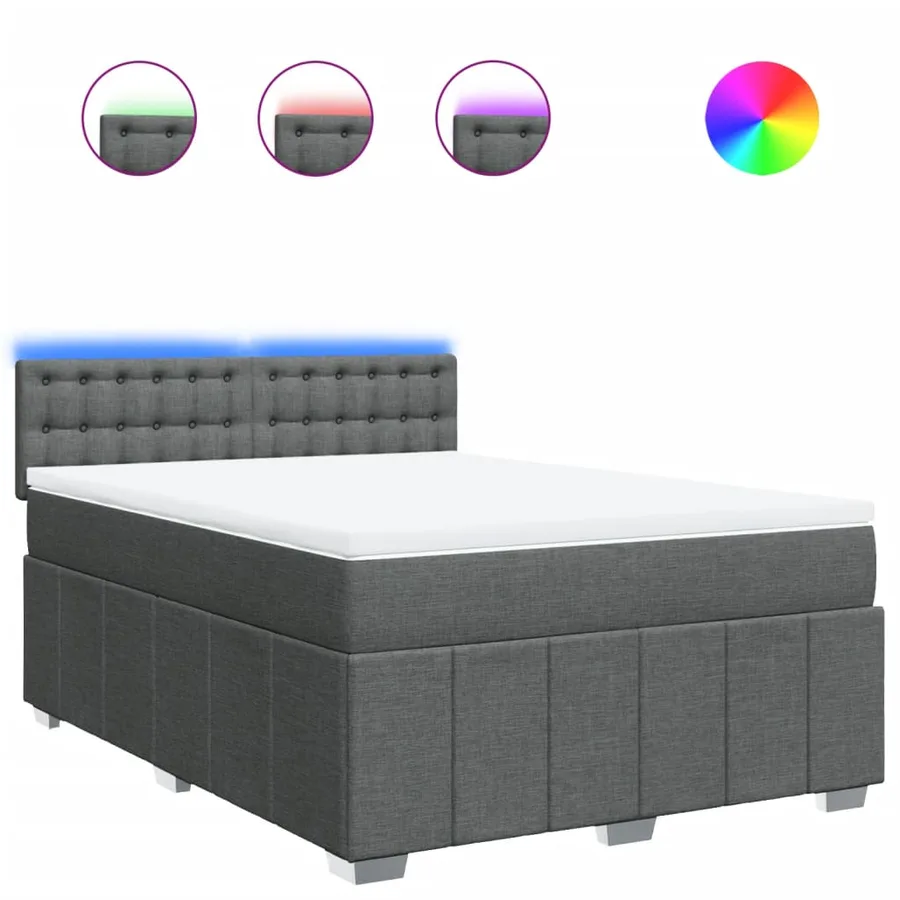 Sommier à lattes de lit avec matelas Gris foncé 140x200cm Tissu - 2