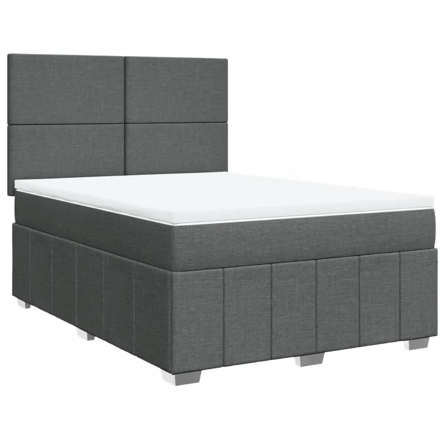 Sommier à lattes de lit avec matelas Gris foncé 140x190cm Tissu - 3