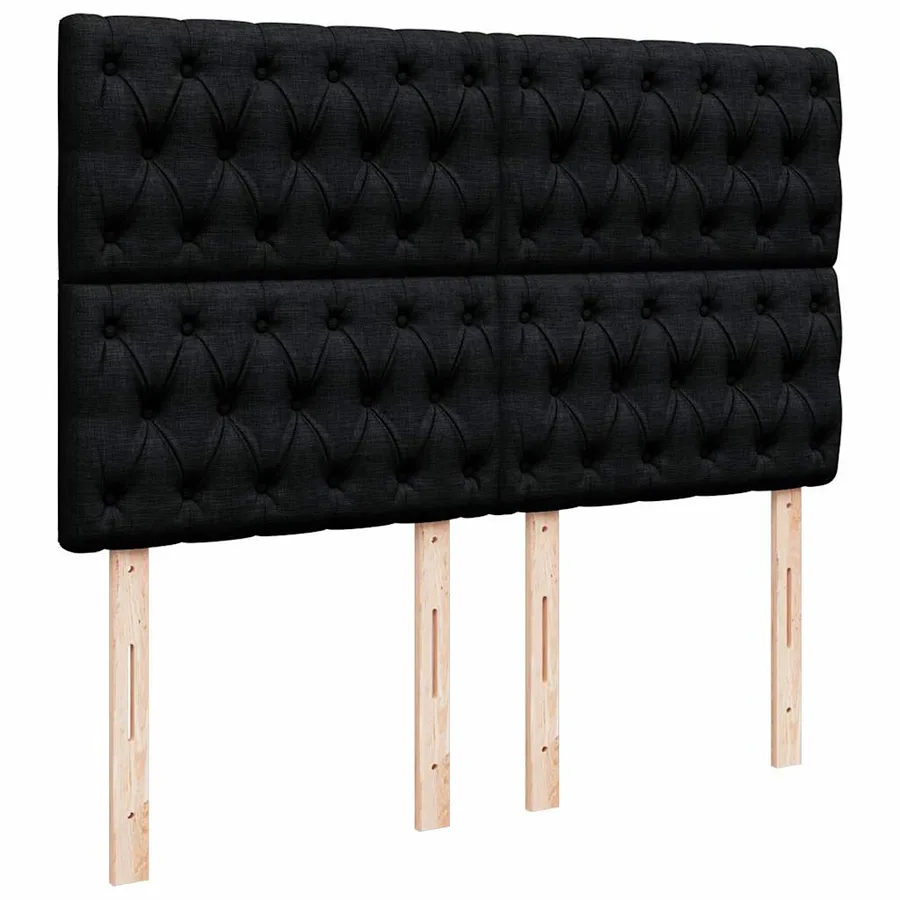Sommier à lattes de lit avec matelas Noir 140x200 cm Tissu - 9