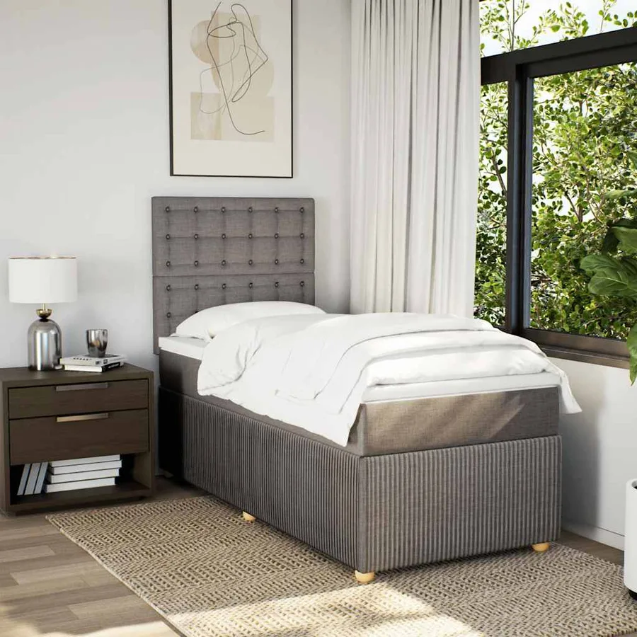 Sommier à lattes de lit avec matelas Taupe 80x200 cm Tissu - 5
