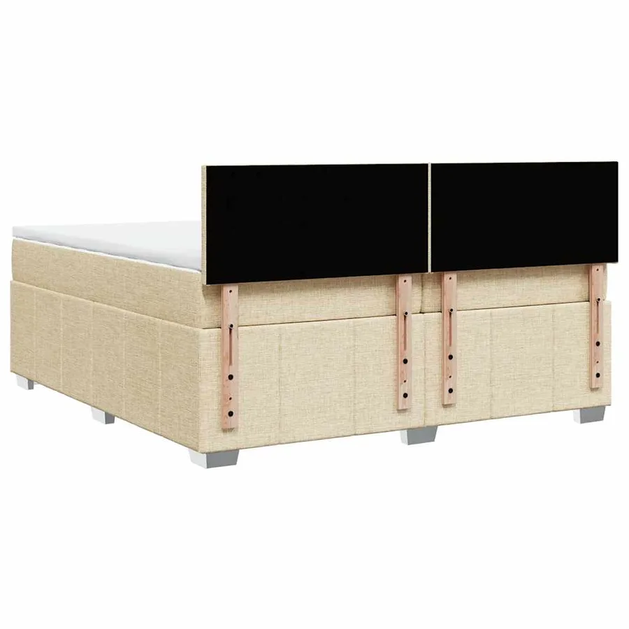 Sommier à lattes de lit avec matelas Crème 200x200 cm Tissu - 6