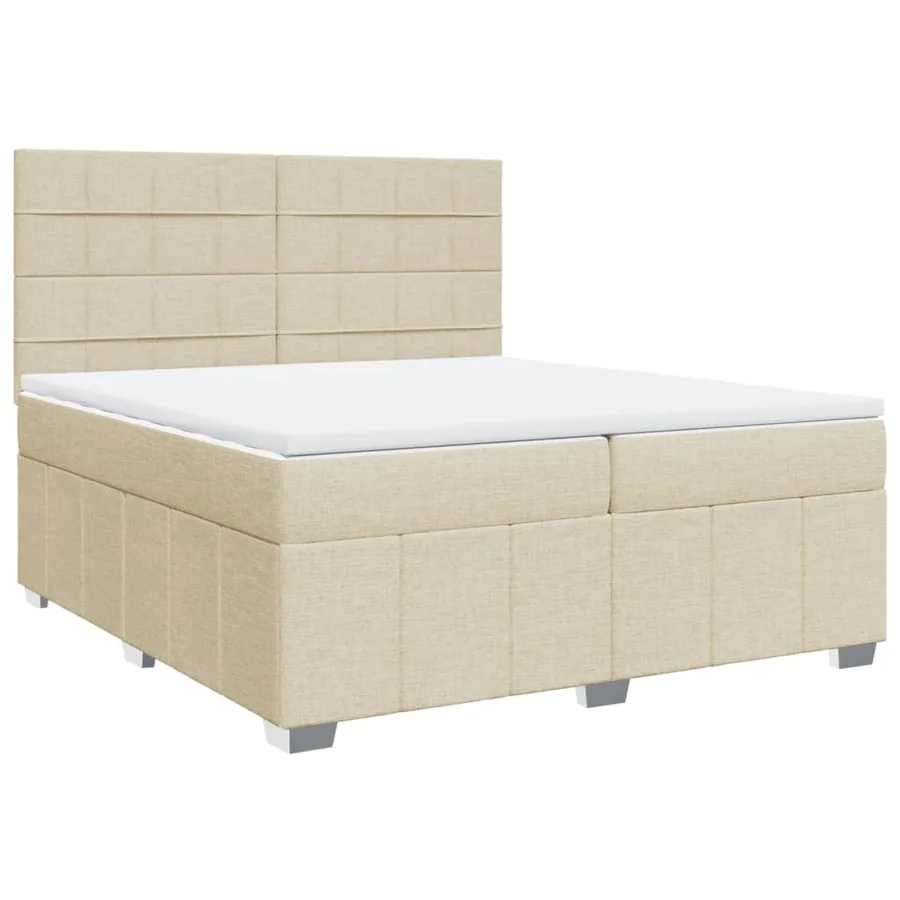 Sommier à lattes de lit avec matelas Crème 200x200 cm Tissu - 3