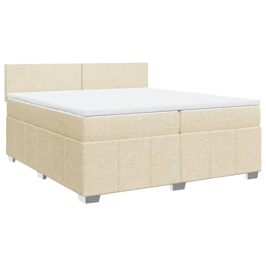 Sommier à lattes de lit avec matelas Crème 200x200 cm Tissu - 3