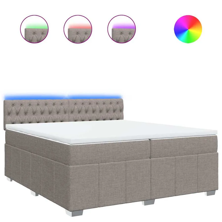 Sommier à lattes de lit avec matelas Taupe 200x200 cm Tissu - 2