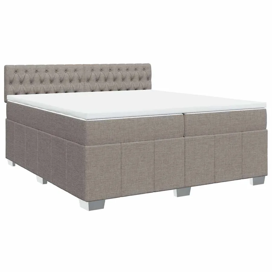 Sommier à lattes de lit avec matelas Taupe 200x200 cm Tissu - 3