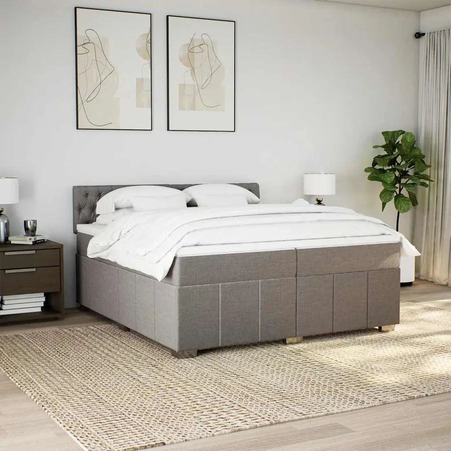 Sommier à lattes de lit avec matelas Taupe 200x200 cm Tissu - 3