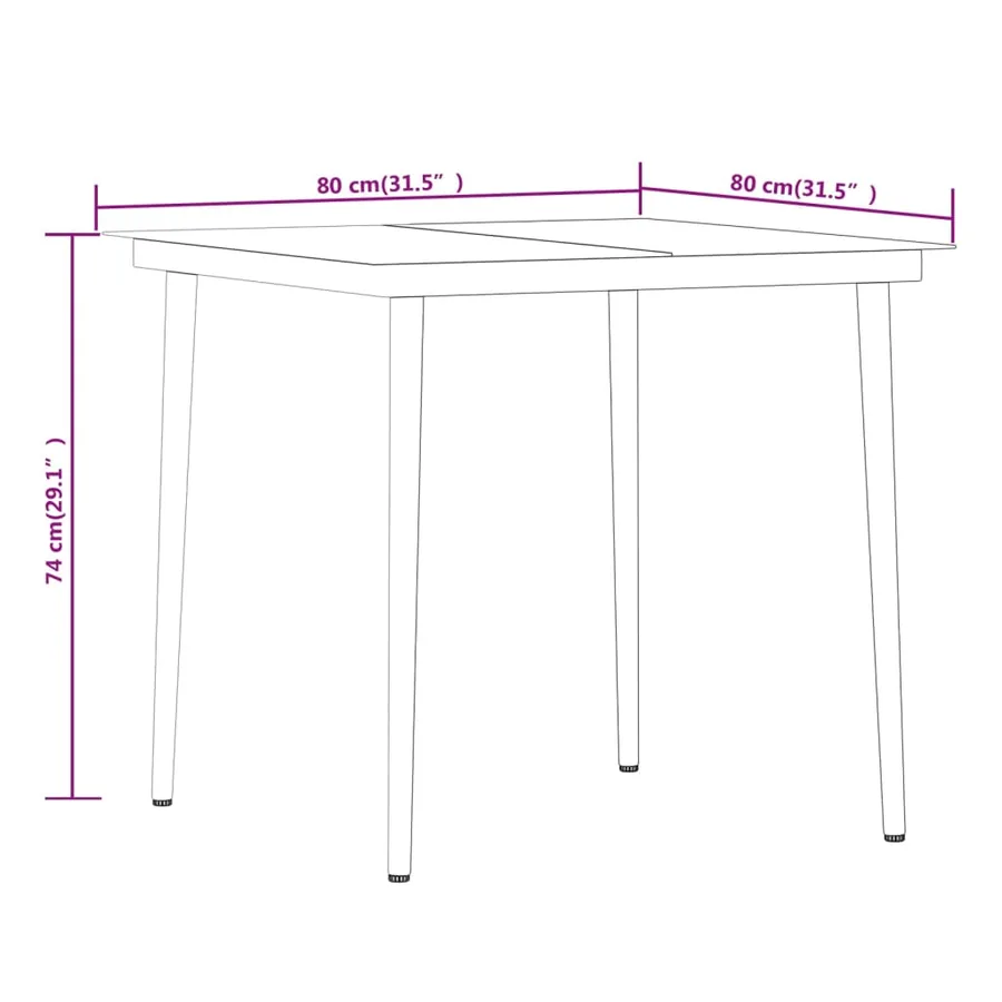 Ensemble à manger de jardin 3 pcs Gris et noir - 8