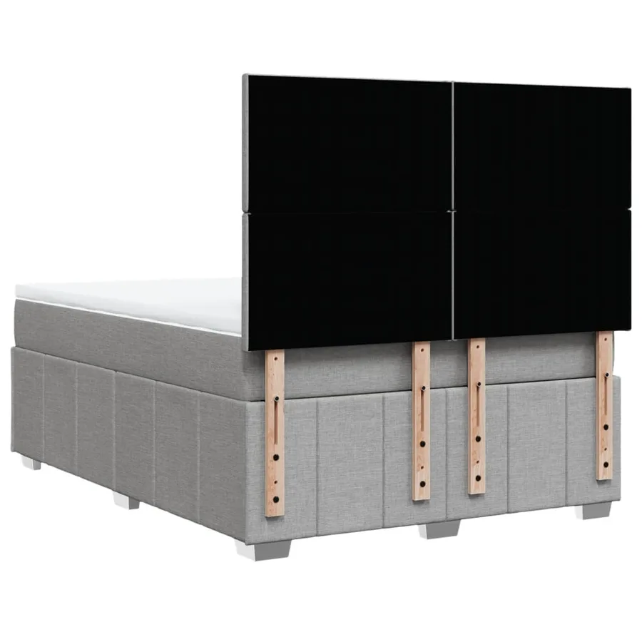 Sommier à lattes de lit avec matelas Gris clair 140x190cm Tissu - 6